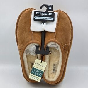 Dearfoams Fireside “Greta” Women’s Genuine Shearling Clog Slipper Chestnut Sz 9